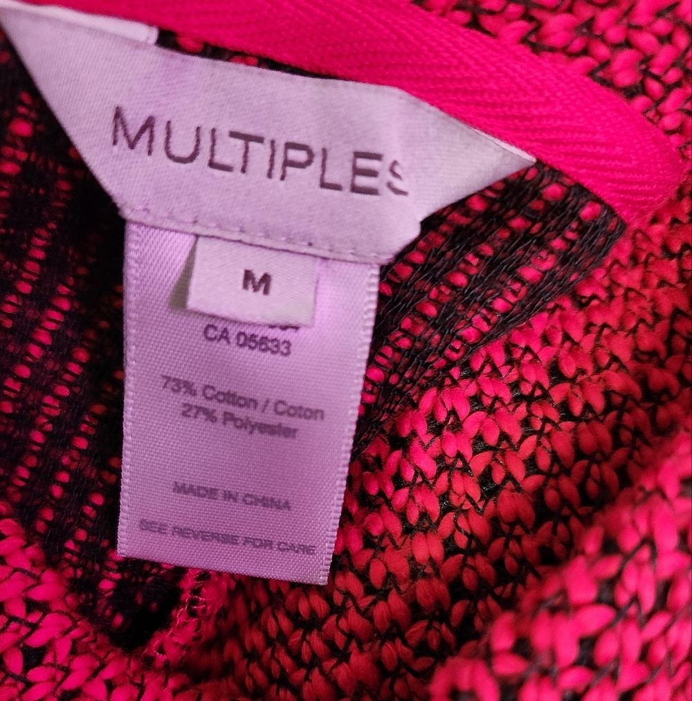 Multiples Vibrant Red Button-Up Pullover Cotton B… - image 10